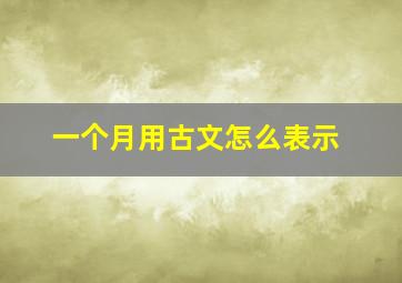 一个月用古文怎么表示