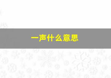 一声什么意思