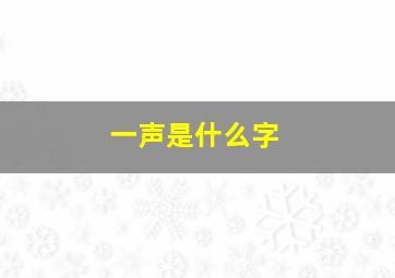 一声是什么字