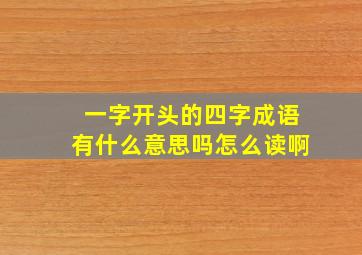 一字开头的四字成语有什么意思吗怎么读啊