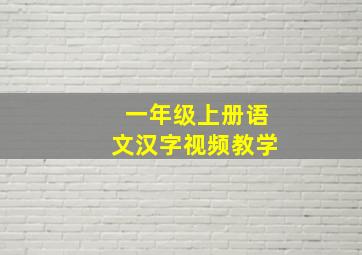 一年级上册语文汉字视频教学