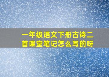 一年级语文下册古诗二首课堂笔记怎么写的呀