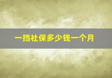 一挡社保多少钱一个月