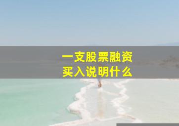 一支股票融资买入说明什么