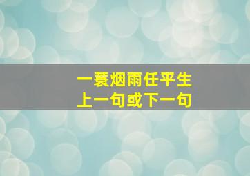 一蓑烟雨任平生上一句或下一句