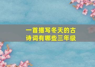 一首描写冬天的古诗词有哪些三年级