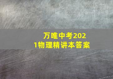 万唯中考2021物理精讲本答案