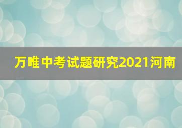 万唯中考试题研究2021河南