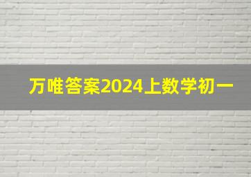 万唯答案2024上数学初一