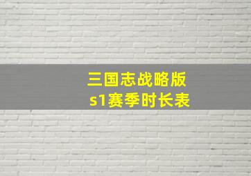 三国志战略版s1赛季时长表