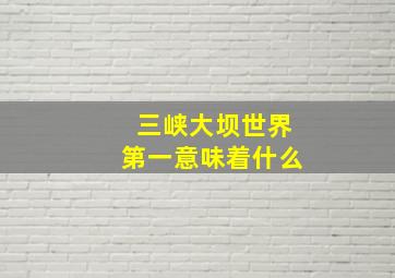 三峡大坝世界第一意味着什么