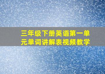 三年级下册英语第一单元单词讲解表视频教学