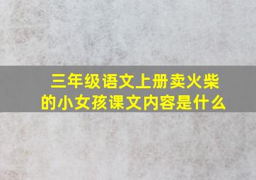 三年级语文上册卖火柴的小女孩课文内容是什么