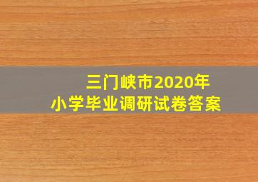 三门峡市2020年小学毕业调研试卷答案