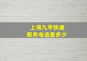 上海九亭快递服务电话是多少