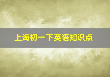 上海初一下英语知识点