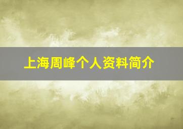 上海周峰个人资料简介