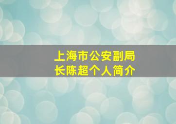 上海市公安副局长陈超个人简介