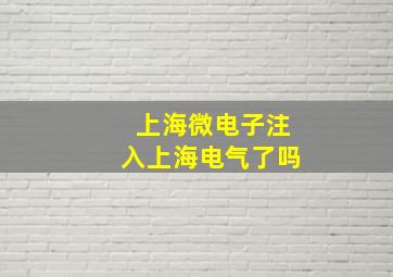 上海微电子注入上海电气了吗