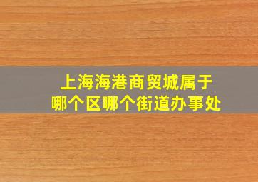 上海海港商贸城属于哪个区哪个街道办事处