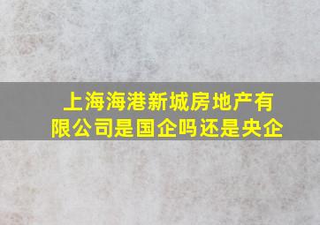 上海海港新城房地产有限公司是国企吗还是央企