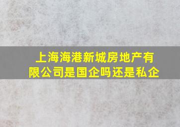 上海海港新城房地产有限公司是国企吗还是私企