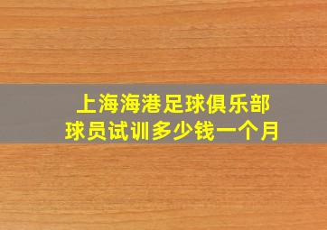 上海海港足球俱乐部球员试训多少钱一个月