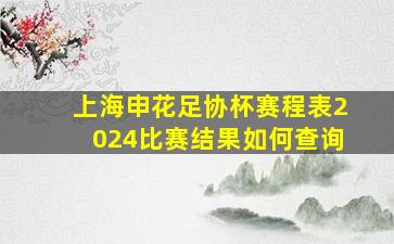 上海申花足协杯赛程表2024比赛结果如何查询