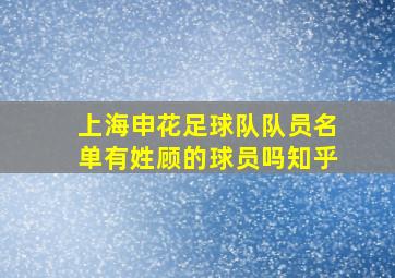 上海申花足球队队员名单有姓顾的球员吗知乎