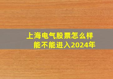 上海电气股票怎么样能不能进入2024年