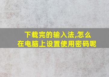 下载完的输入法,怎么在电脑上设置使用密码呢