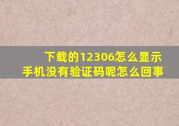 下载的12306怎么显示手机没有验证码呢怎么回事