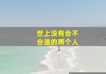 世上没有合不合适的两个人