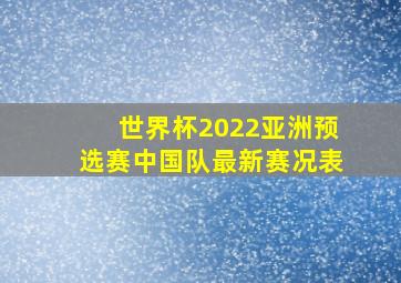 世界杯2022亚洲预选赛中国队最新赛况表