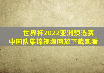 世界杯2022亚洲预选赛中国队集锦视频回放下载观看