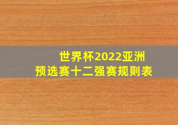 世界杯2022亚洲预选赛十二强赛规则表