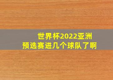 世界杯2022亚洲预选赛进几个球队了啊