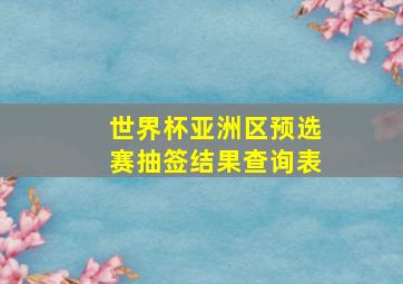 世界杯亚洲区预选赛抽签结果查询表