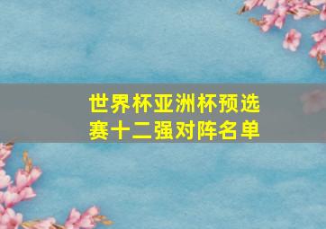 世界杯亚洲杯预选赛十二强对阵名单