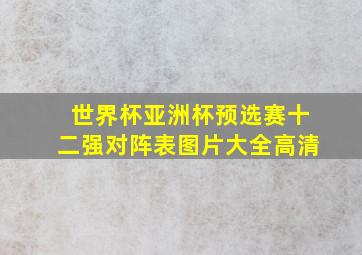 世界杯亚洲杯预选赛十二强对阵表图片大全高清