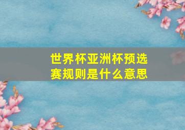 世界杯亚洲杯预选赛规则是什么意思