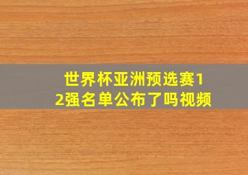 世界杯亚洲预选赛12强名单公布了吗视频