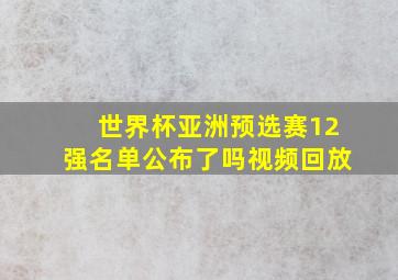 世界杯亚洲预选赛12强名单公布了吗视频回放