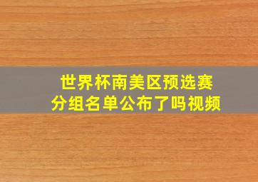 世界杯南美区预选赛分组名单公布了吗视频