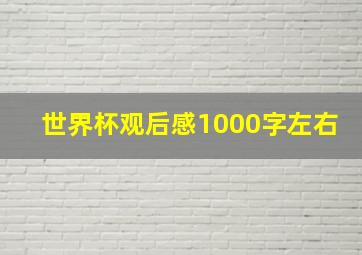 世界杯观后感1000字左右