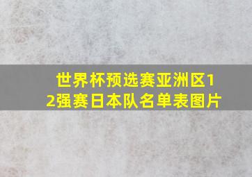 世界杯预选赛亚洲区12强赛日本队名单表图片