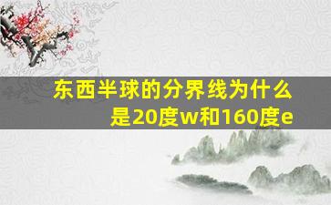 东西半球的分界线为什么是20度w和160度e