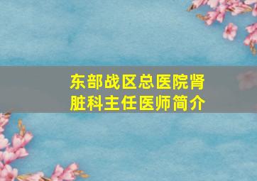 东部战区总医院肾脏科主任医师简介