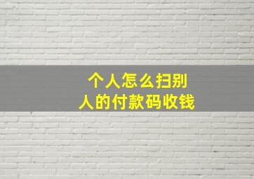 个人怎么扫别人的付款码收钱