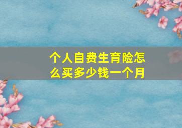 个人自费生育险怎么买多少钱一个月